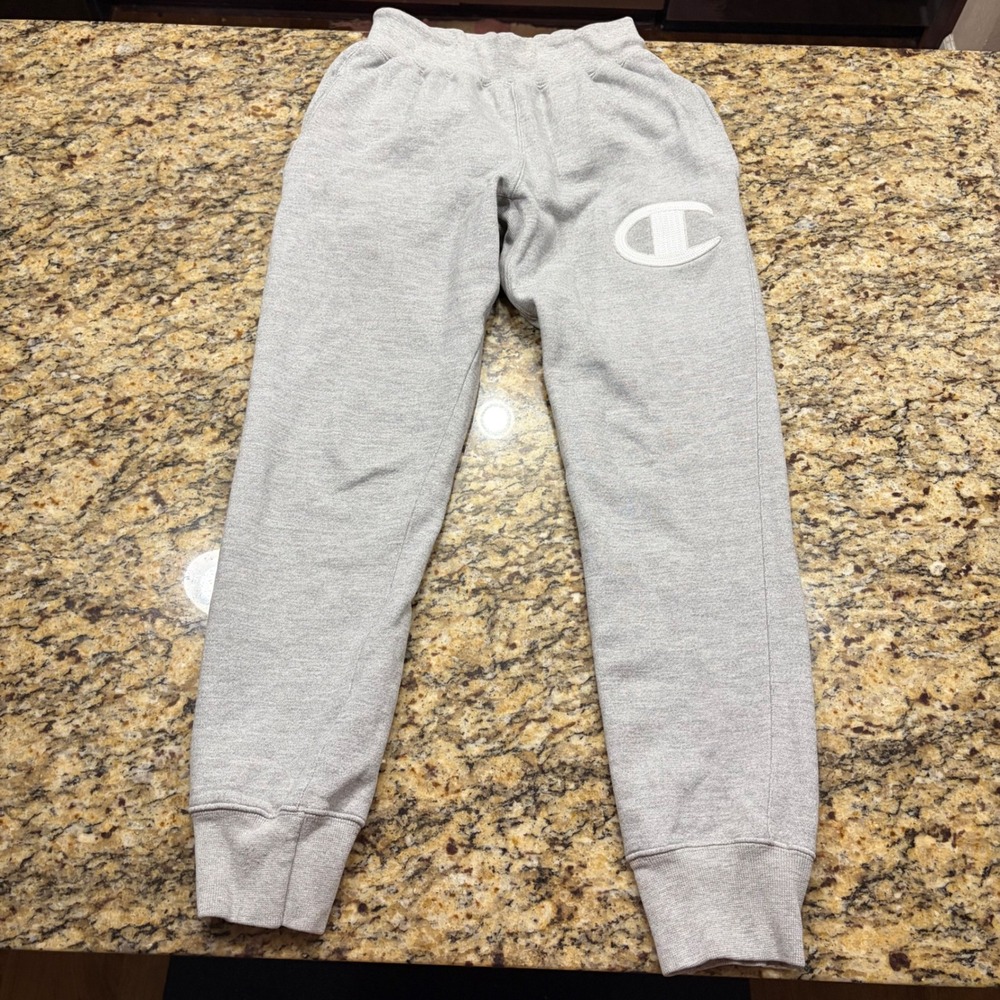 Champion‎ Reverse Weave Gray Joggers Chenille Logo Sweatpants Womens Small
